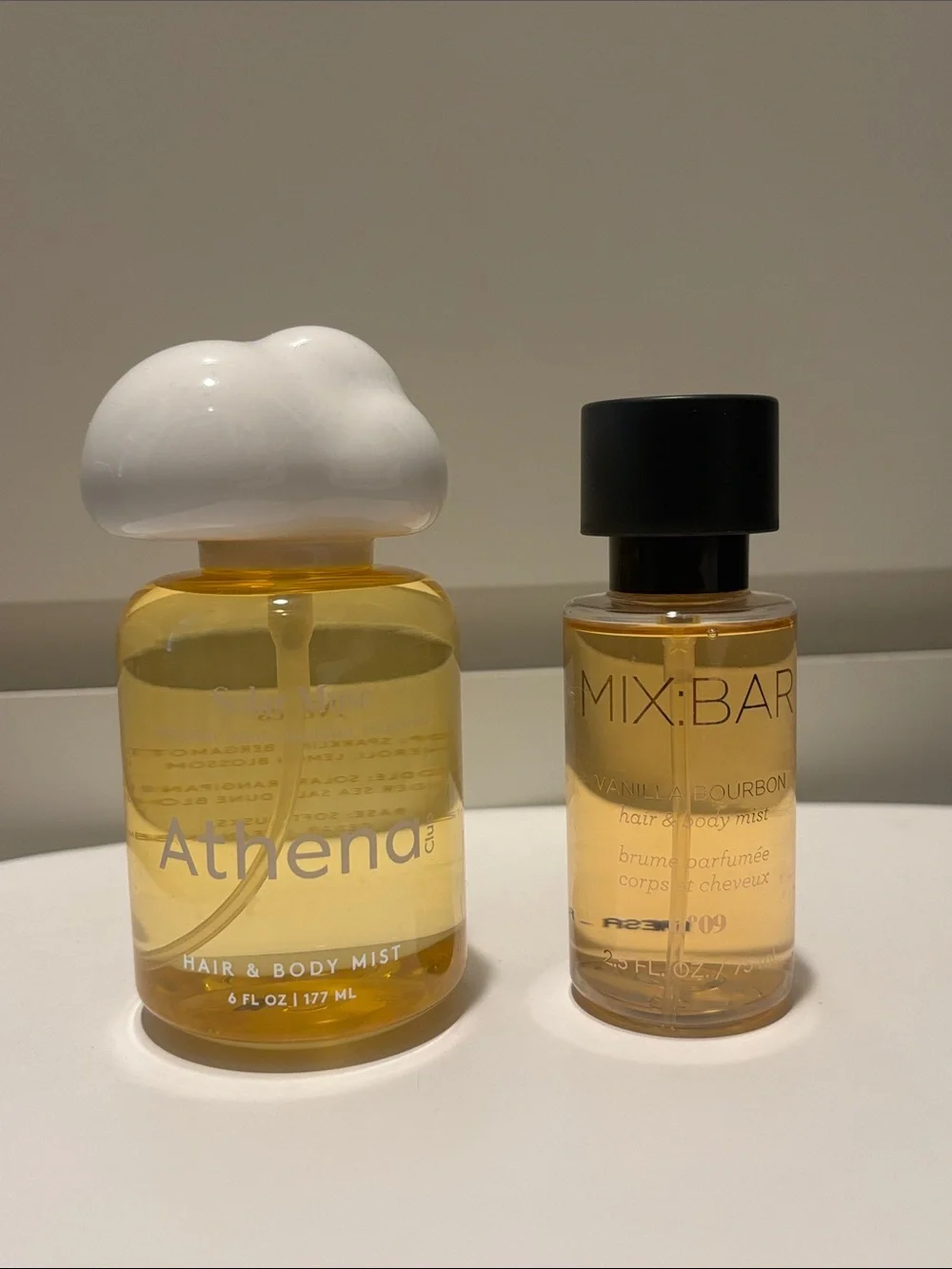 Bundle of 2 body mists: Athena Club Solar Muse and MixBar Vanilla Bourbon
